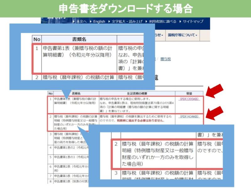 申告書をダウンロード