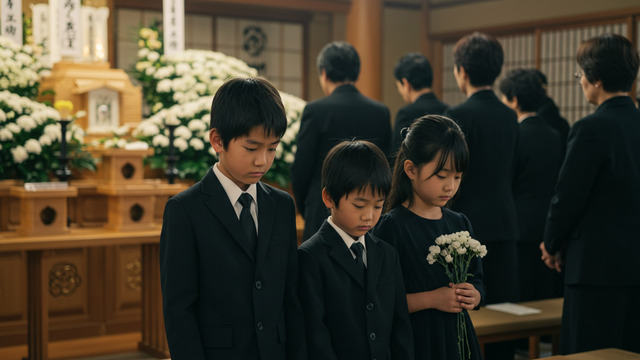 葬儀に参列する子どもたち