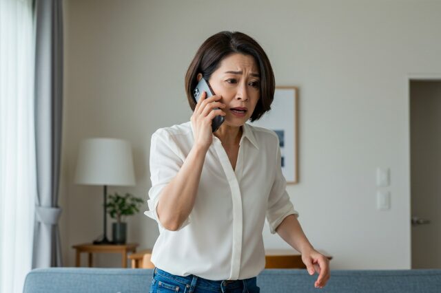 電話をかける女性