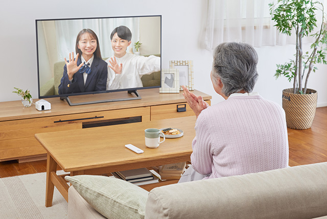 テレビ電話をするおばあちゃん